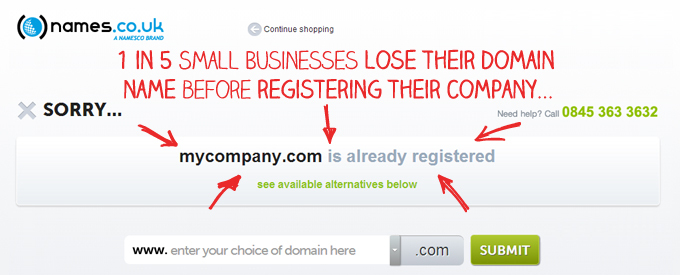 1 in 5 Businesses don’t secure their domain name before registering their limited company