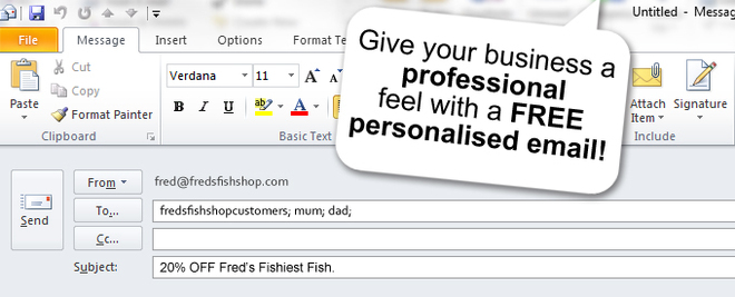 Give your business a professional feel with a FREE personalised email